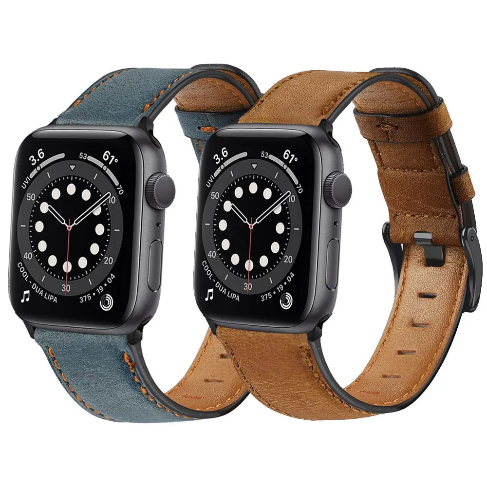 

Retro Genuine Leather Strap for apple watch Series 7 45mm 41mm 44mm 40mm SE 6 5 3 42mm 38mm watchband bracelet applewatch Band