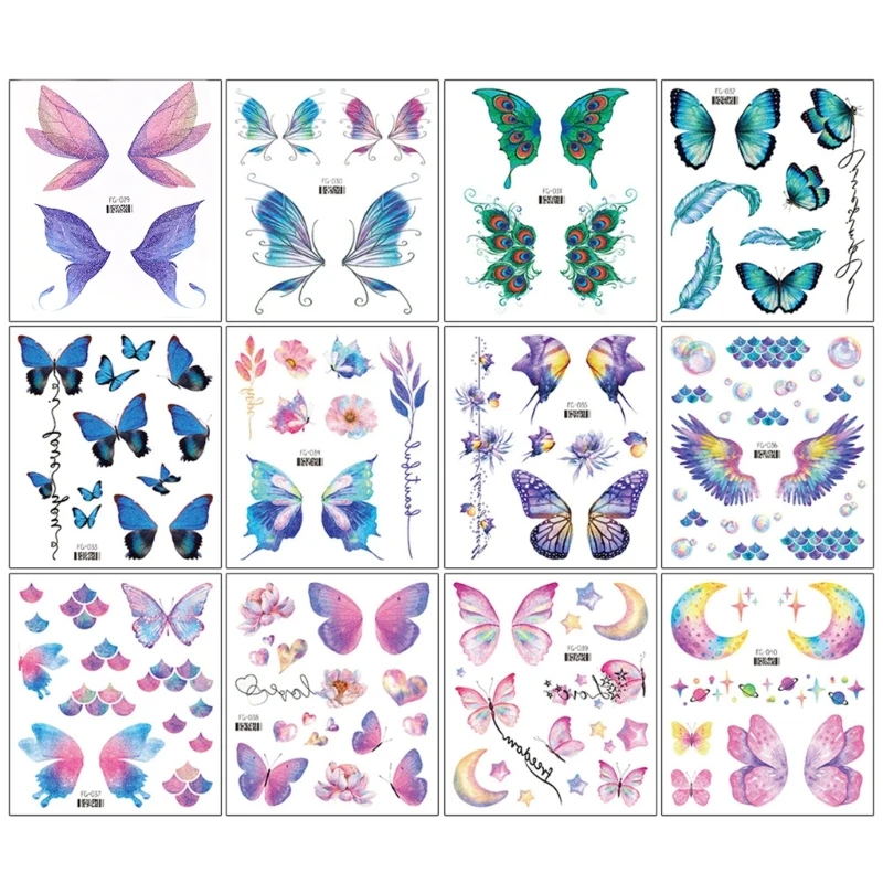 

Временные 3D татуировки, водонепроницаемые стойкие красочные наклейки на руку, запястье, грудь, тело для женщин и девочек