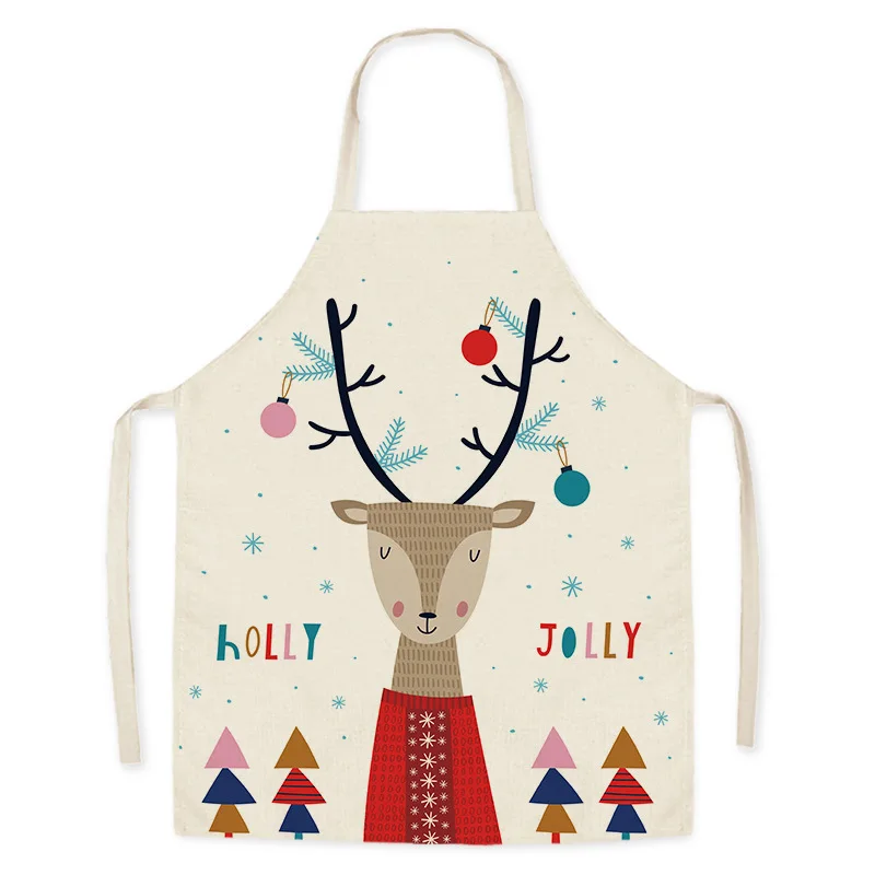 

New Christmas Linen Apron Christmas Daily Clothing Products Baking Accessories Aprons for Women Delantal фартук для кухни Mandil