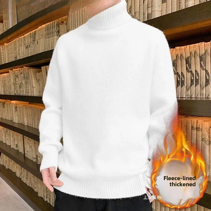 Утолщенный вязаный топ-поло на флисовой подкладке с воротником-черепаховым