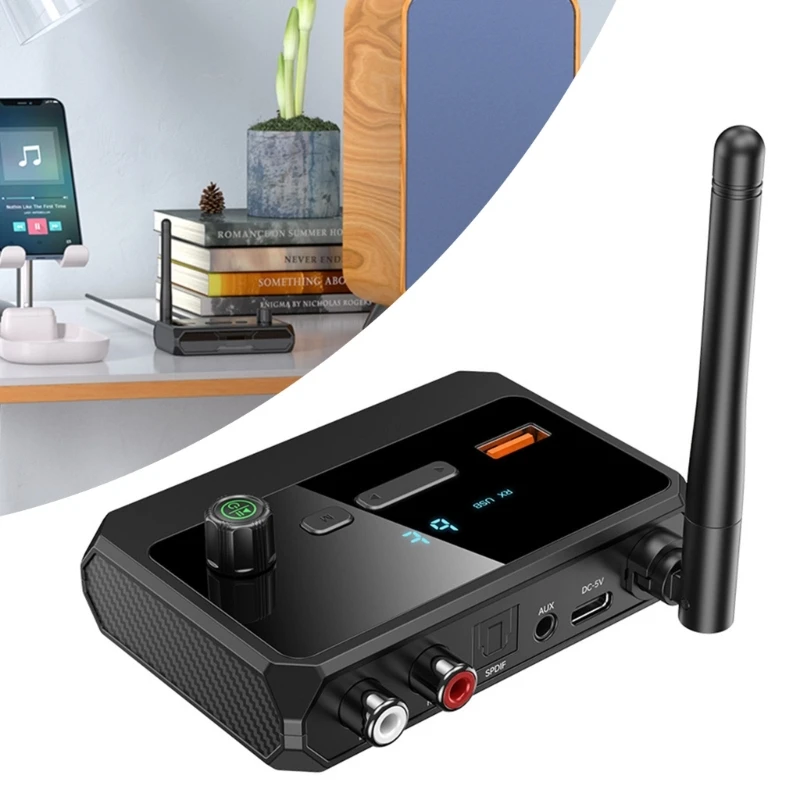 

Car Speaker USB Disk Play Adapter Wireless Bluetoothcompatible Receiver with R/L 2 RCA/3.5MM AUX/Optical Fiber R2LC