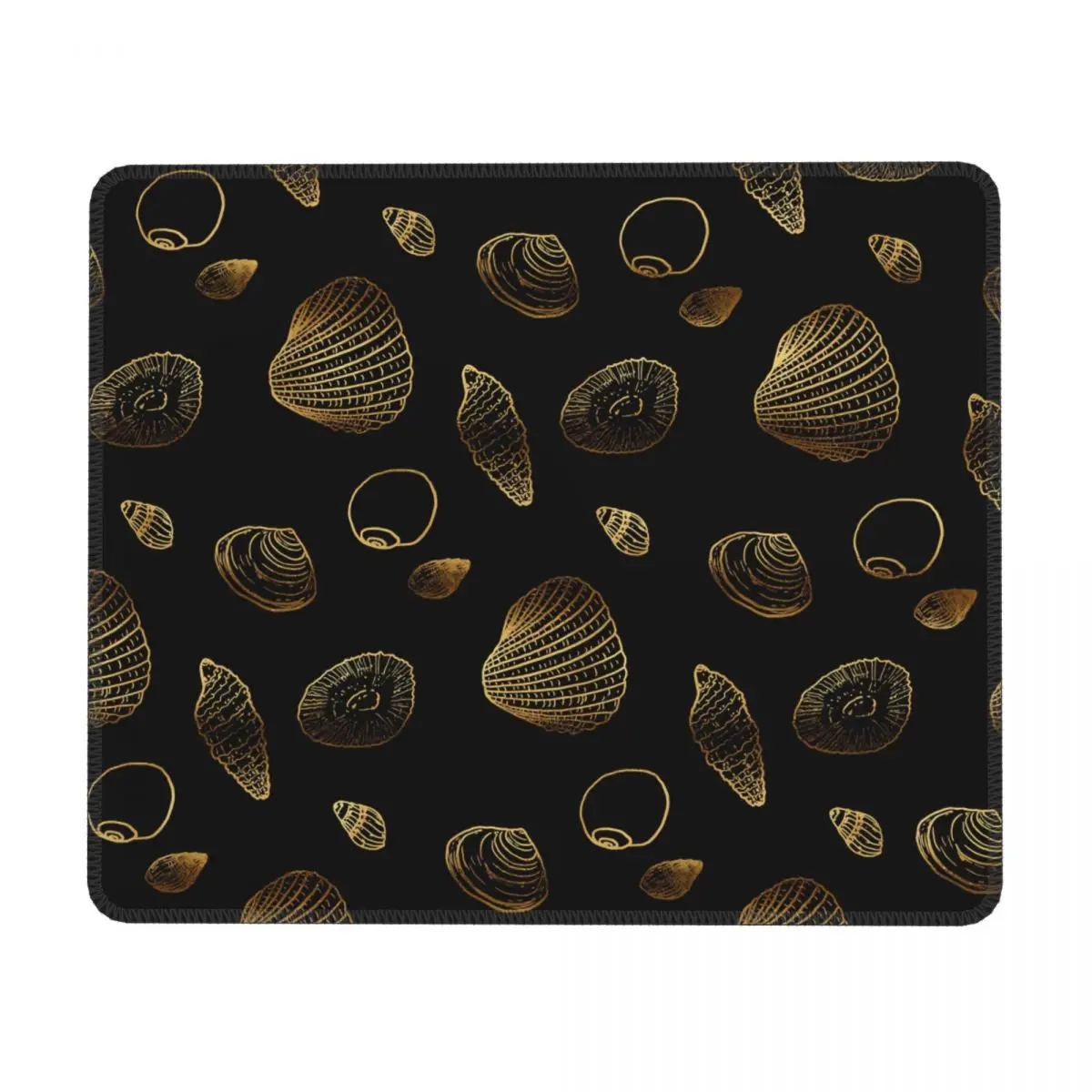 

Sea Shells Horizontal Print Mouse Pad Gold and Black Table Rubber Mousepad Soft Anti Fatigue Custom Mouse Pads