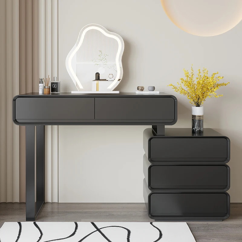 Черный туалетный столик для макияжа девочек комод подставка ящик зеркало
