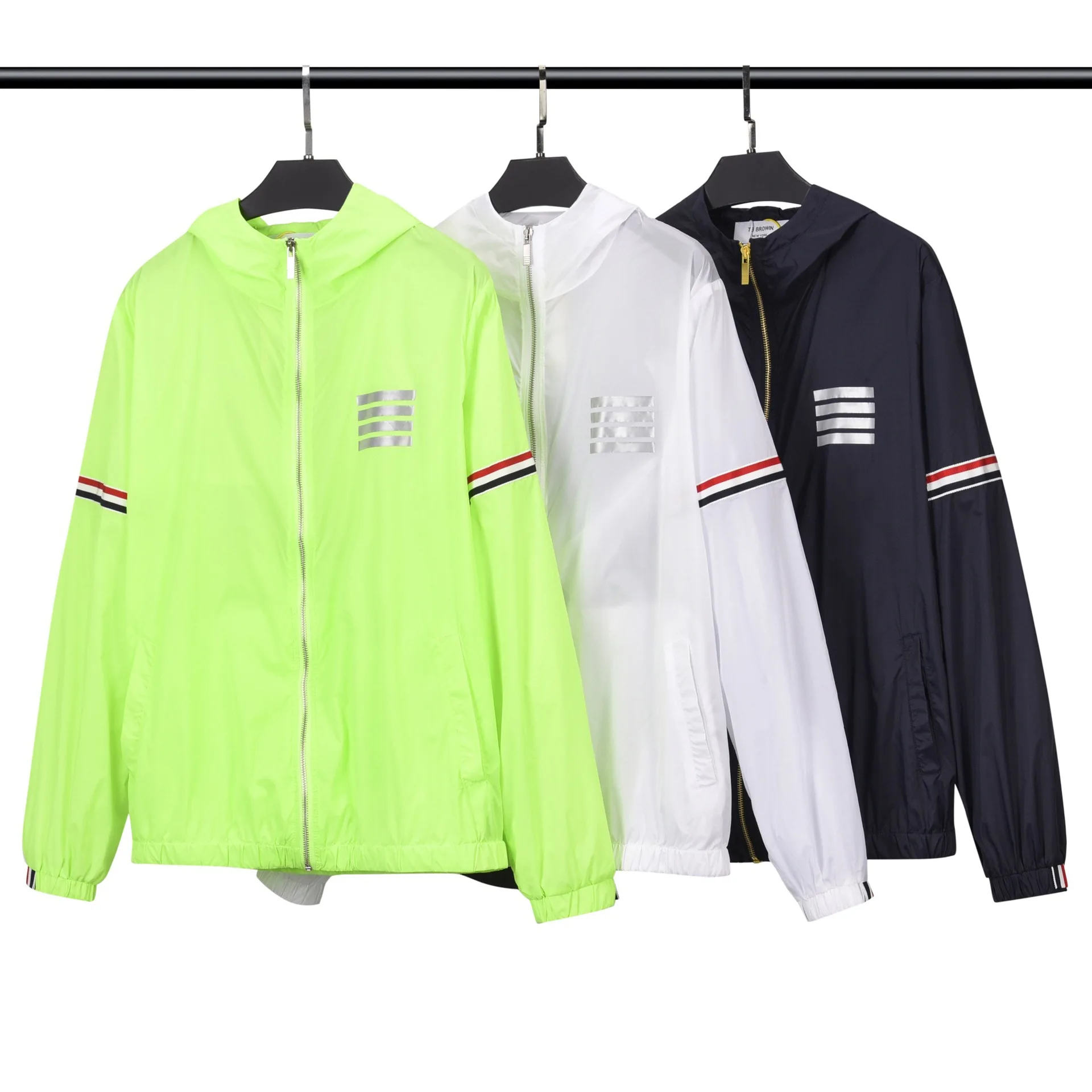 TB BROWIN new TB sun protection clothing men and women's same reflective strip red white blue coat couple's jacket summer UV pro