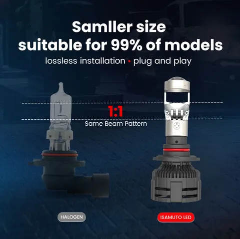 ISAMUTO FE751L Светодиодная фара HB3 HB4 с линзовым вентилятором 12-35 В 130 Вт 7000 К 18000 лм Белая 9005/9006 Автомобильная лампа + 800% яркость (пара)