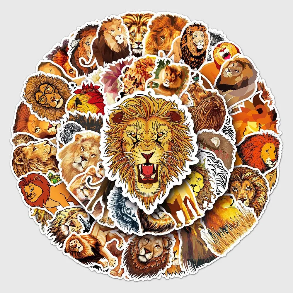 

10/30/50 Pcs Cartoon Animal Cool Lion Graffiti Waterproof Sticker Decorative Luggage Thin Notebook Guitar Computer Children Toys