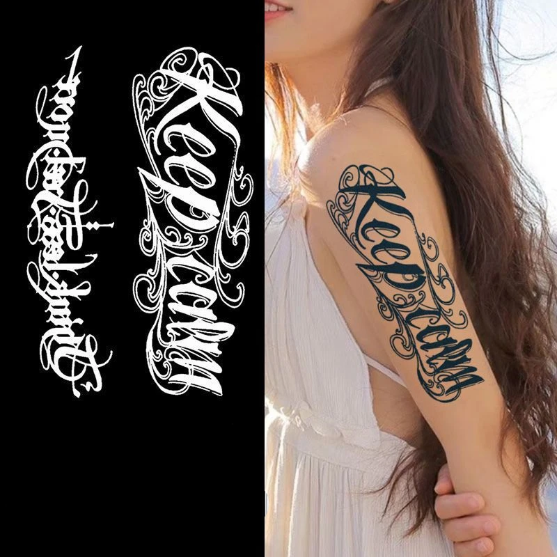 Травяные Временные татуировки наклейки стойкие панковские буквы искусственные