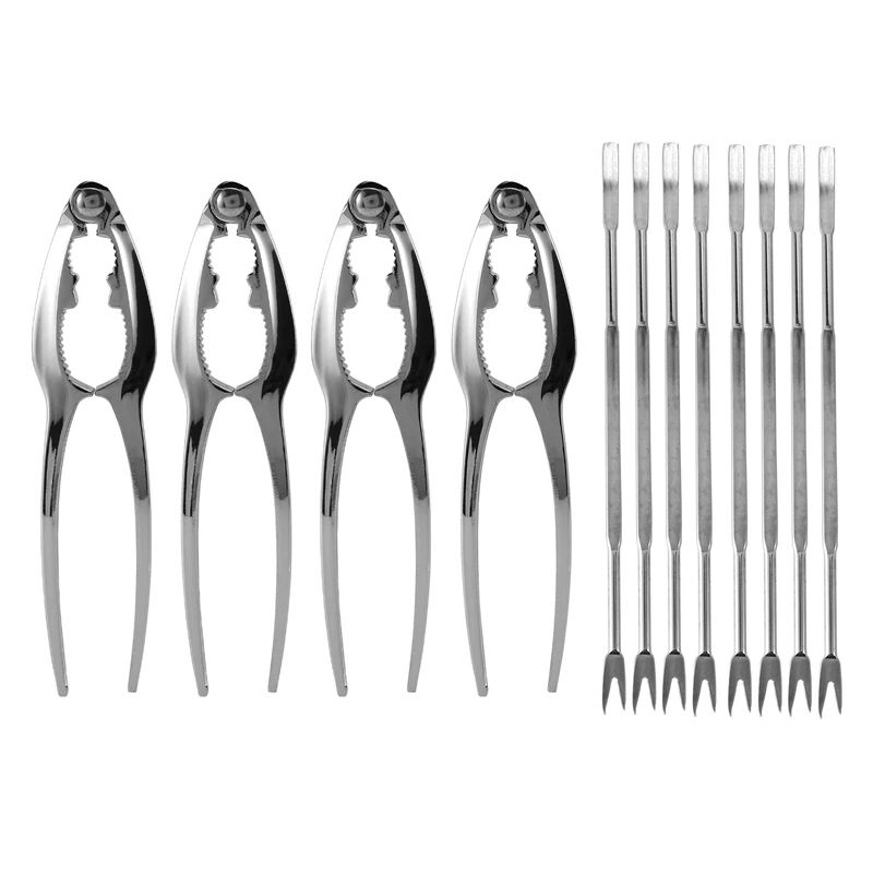 

12 Piece Seafood Tool Kit, Stainless Steel Crab Leg Cracker And Forks Nut Cracker Set Shellfish Sheller