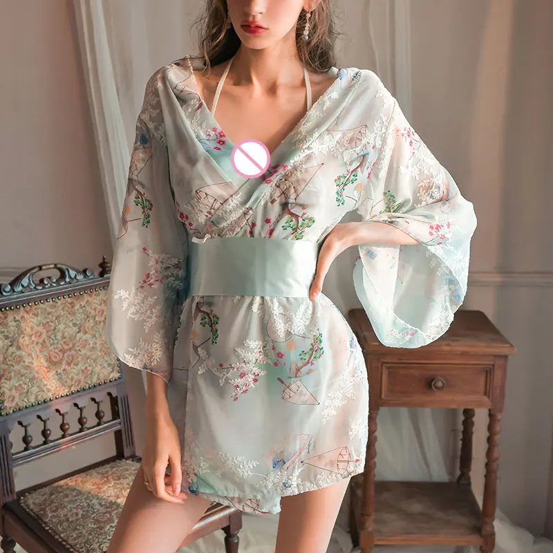 

Exotic Apparel for Strippers Sleeve Night Sexy Silk Pajamas Women Japanese Clothes Porno Sexy Lingerie Woman Body Hot Salt E6576