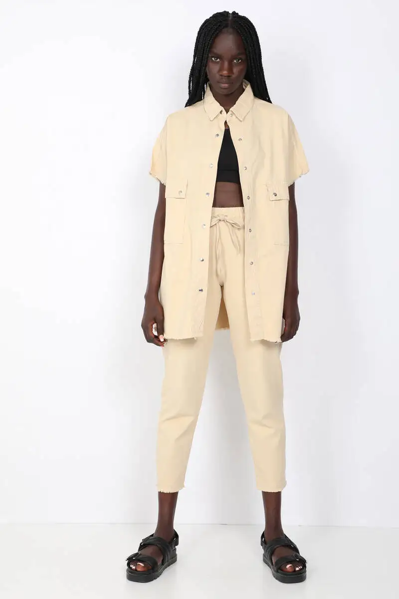 

Womens Beige Pocket Basic Jacket