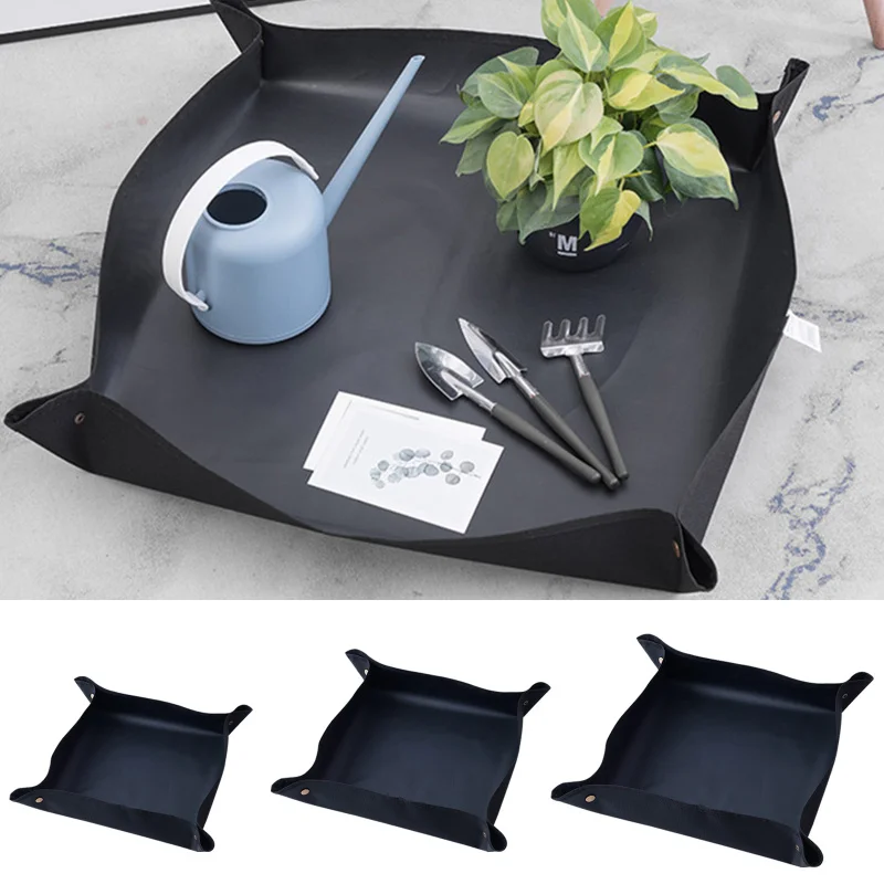 

S/M/L Black Plant Repotting Mat Tidy Square Portable Indoor Gardening Oxford Mat Waterproof Foldable Plant Transplanting Tarp
