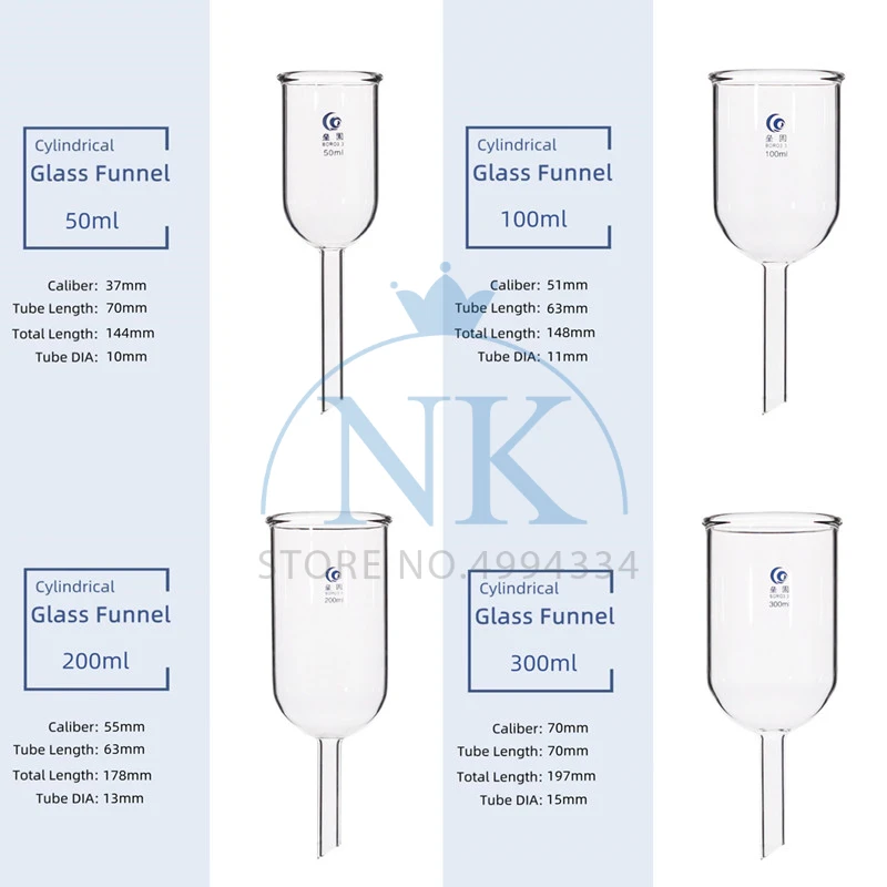 1 шт. прозрачная цилиндрическая Стеклянная Воронка от 50 мл до 1000 лабораторное