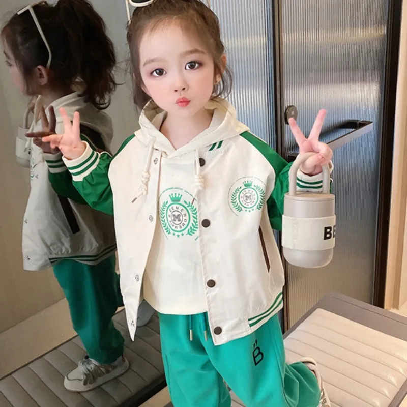 

Girls Coat +Pants Kids Suits 2PCS/Set 2023 New Arrive Spring Autumn Cotton High Quality Sport Uniforms Children Clothing