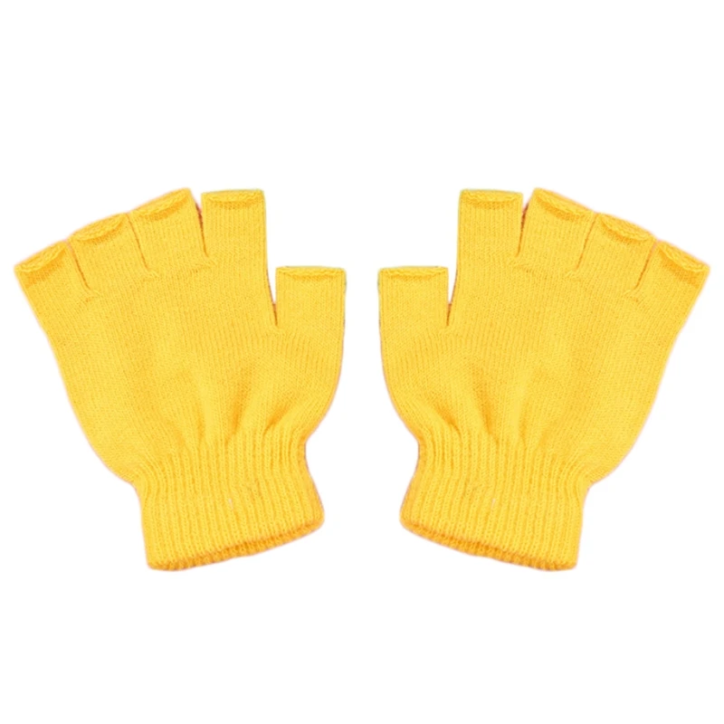 Зимние перчатки без пальцев вязаные варежки с отверстием для большого пальца