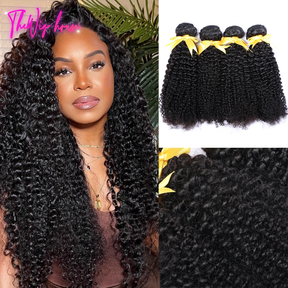 

Kinky Curly Bundles Brazilian Hair Weave Remy Natural Color Black 3/4 pcs 100% Bundles 8-30 Inches Human Hair Extensions