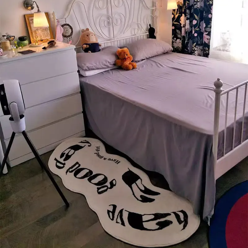 Модный несимметричный толстый ковер смешной прикроватное одеяло для спальни