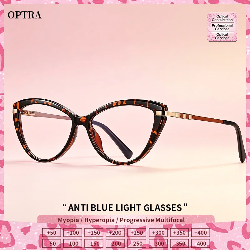 Фото OPTRA Fashion НОВЫЕ очки для компьютера с эффектом «кошачьего глаза» для коррекции миопии, высококачественные женские очки с защитой от синего света, HD-линзы, фотохромные очки для чтения.