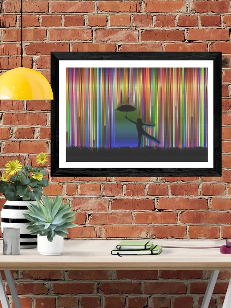 

Rainbow Rain Dance 5D DIY Diamond Painting Landscape Cross Diamond Embroidery Painting Full Round Diamond Mosaic Home Decor Gift