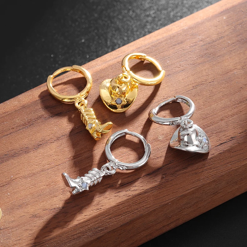 

Hip-Hop Personalized Mini Boots Hook-Type Copper Earrings Hypoallergenic Women's Casual Fashion Hip-Hop Banquet Party Accessory