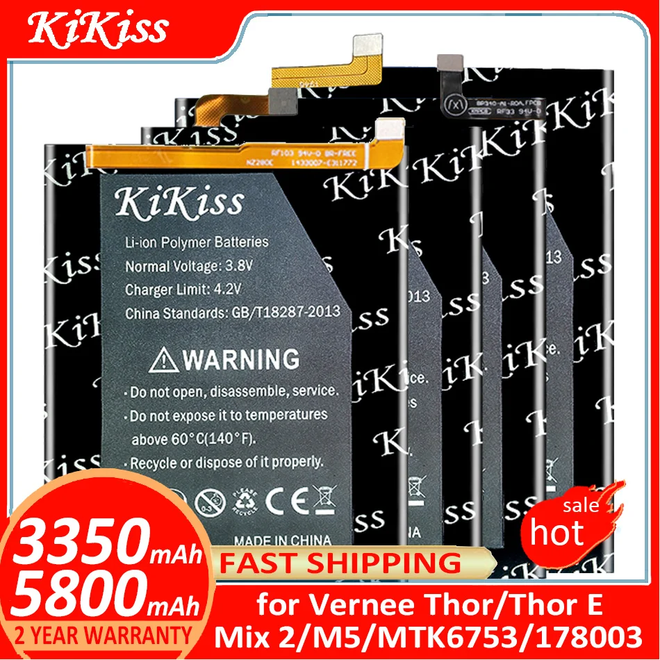 

KiKiss Battery for Vernee Thor/Thor E/ThorE/M5/Mix 2/Mix2 MTK6753 178003 Smartphone Batteries + free tools