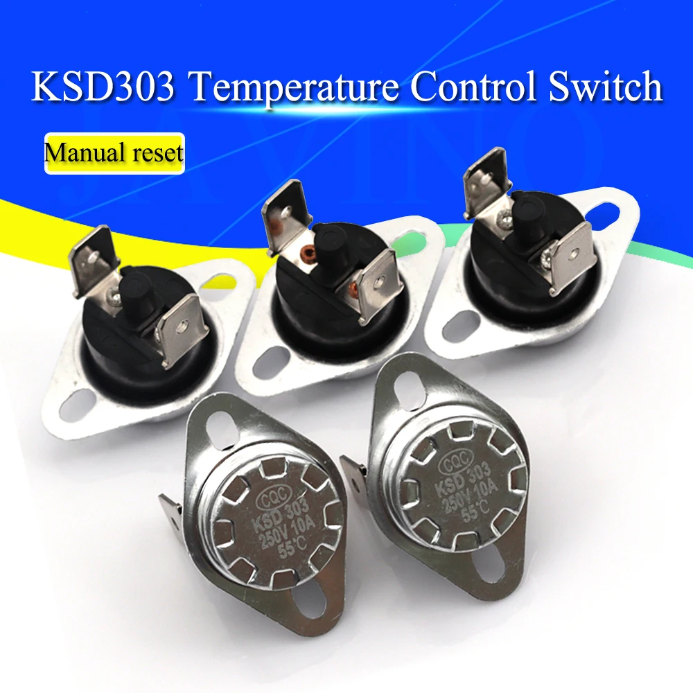 Термостат KSD301 KSD303 с ручным сбросом и регулировкой температуры, 10 ...