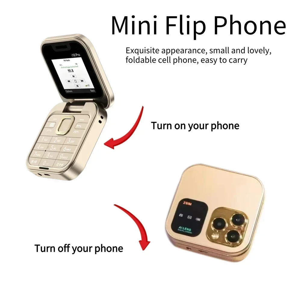 Для мобильного телефона I16 Pro MIni Flip 2G GSM с двумя SIM-картами скоростным набором