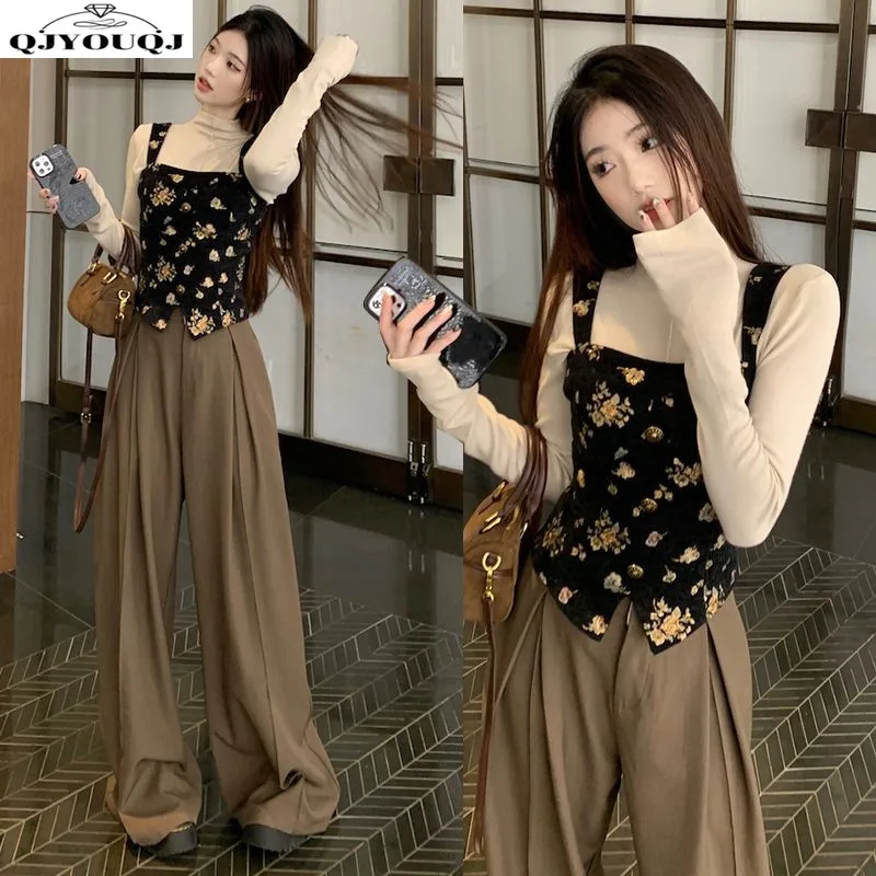 Жаккардовая майка Xian однотонный стильный комплект из трех предметов Свободные