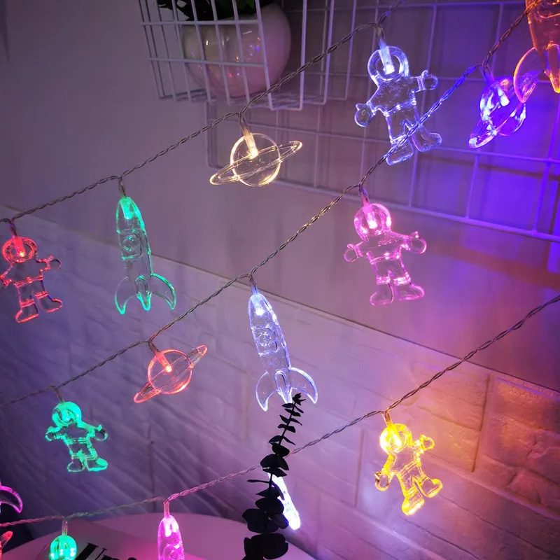 

LED Spaceman Astronaut Rocket Light String Fairy Garland Lighting String Wedding Party Christmas Decoration Kids Bedroom Decor