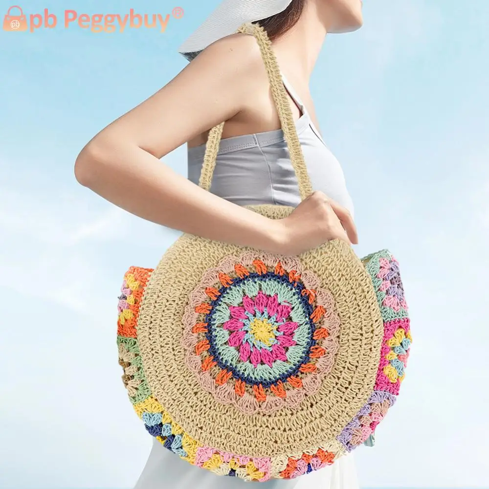 Женская модная плетеная Сумочка круглая Соломенная Сумка-тоут сумка на плечо