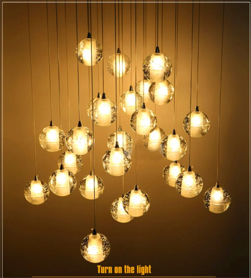 

LED pendant lamp Creative modern Nordic Crystal Ball Living Diningroom Decoration Ladder Stair Indoor Decor Hanging Lamps