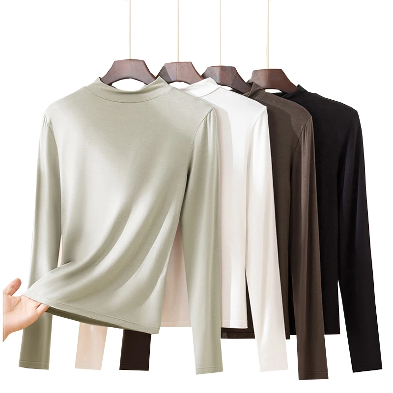 1 шт. женская осенняя футболка с длинными рукавами тонкий термотоп большие