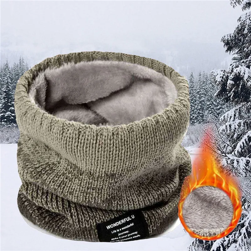 3 in 1 Lined Winter Fleece Scarf Warm Knittted Circle Scarves for Men Women Thick Neck Tube Hat Face Covering for Cycling Sports