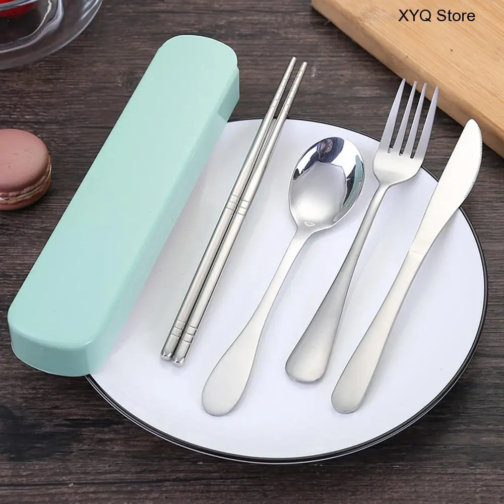 

4 PCS Kitchenware Set Portable Chopsticks Fork Spoon Travel Cutlery Set Portable Travel Silverware Utensils Flatware Set