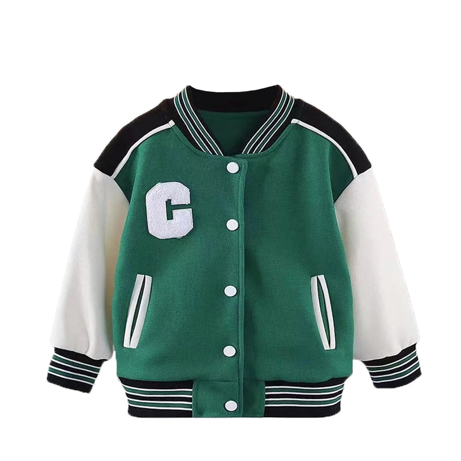 Autumn Jackets For Boys Clothes Children Letter Baseball Uniform Coats Boys Outerwear Spring Kids Warm Fleece Jacket 2-6 Years
