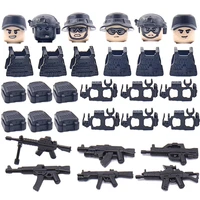 36pcs city figures accessories building blocks modern swat soldiers camouflage gun military weapons helmet mini bricks kids toy
