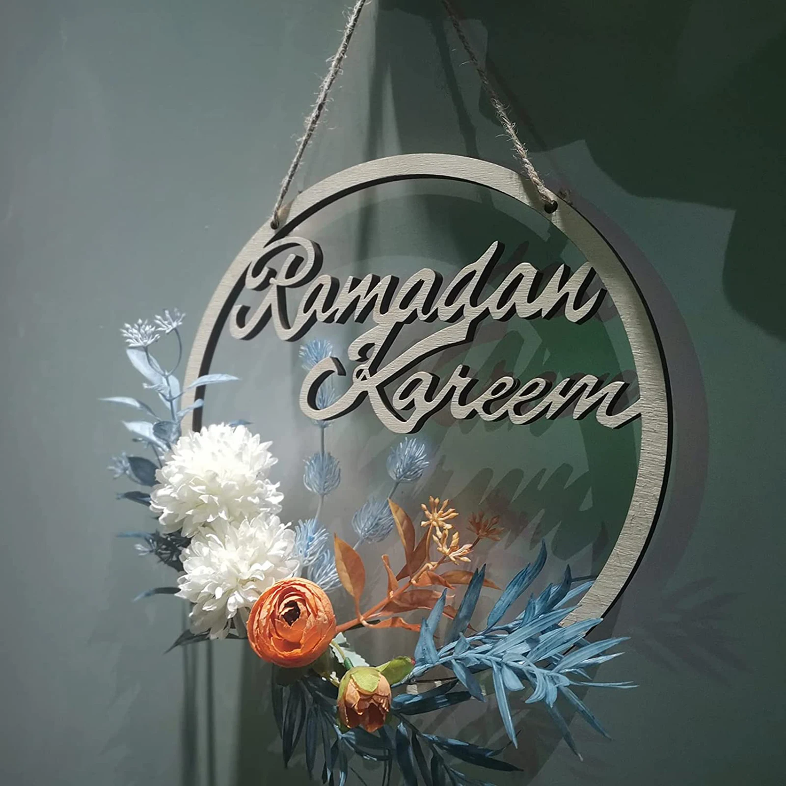 

Рамадан, венок, яркий Рамадан, Мубарак, Деревянные Подвески, знаки, цветочный венок, украшение для стены, двери, окна, декор Вечерние