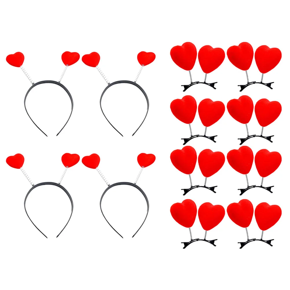 

Heart Valentines Headband Hair Day Valentine Clips Love Accessories Women Bopper Cupid Headpiece Boppers Red Head
