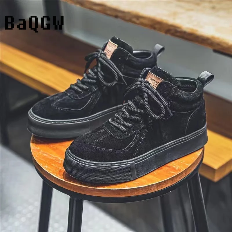 Кроссовки мужские на платформе Вулканизированная подошва высокие кеды