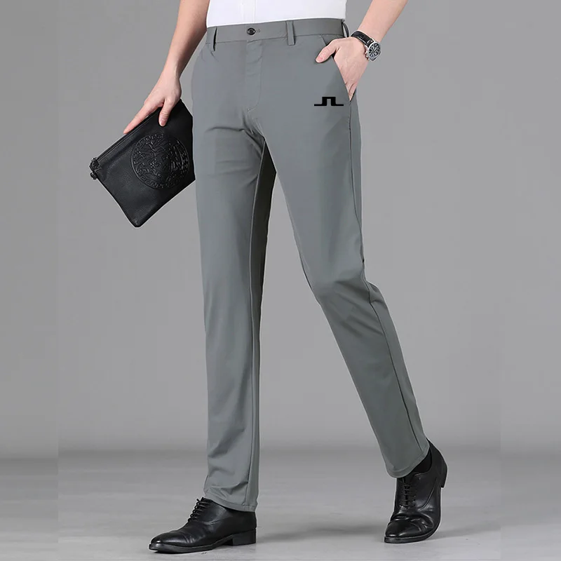 Embroidery Logo Men Golf Pants Straight High Elastic Summer Casual Pants Outdoor Sports Pants Golf Clothing Men's Golf Trousers
