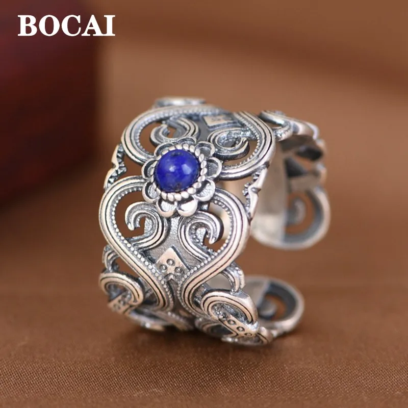 Женское Винтажное кольцо из серебра 100% пробы с принтом травы Тан