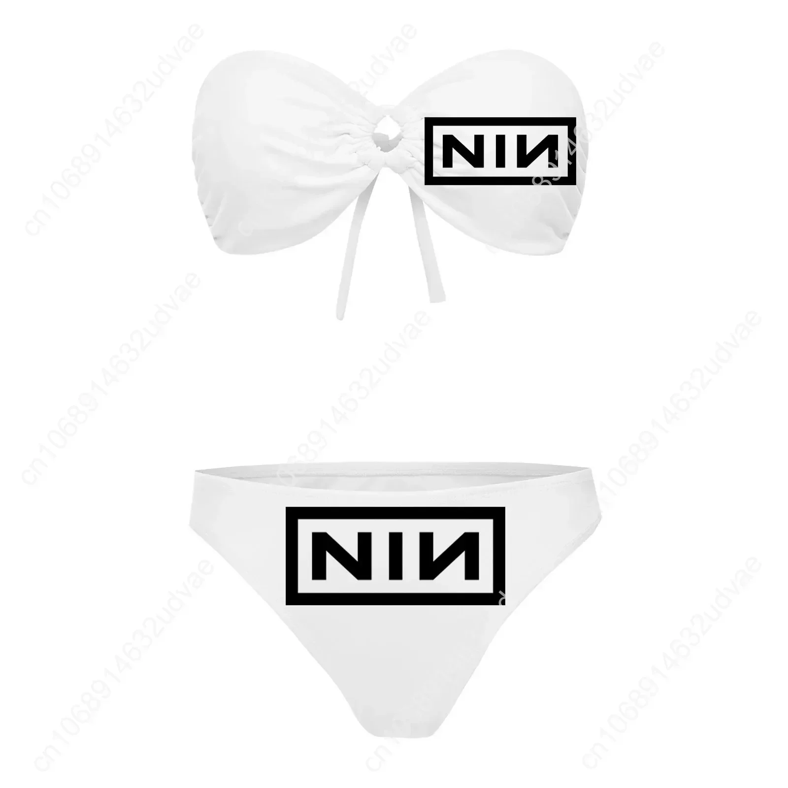 Фото Женский купальник Nine Inch Nails без бретелек, персонализированный модный купальный костюм, сексуальное бикини для вечеринок у бассейна, пляжная одежда на заказ №2