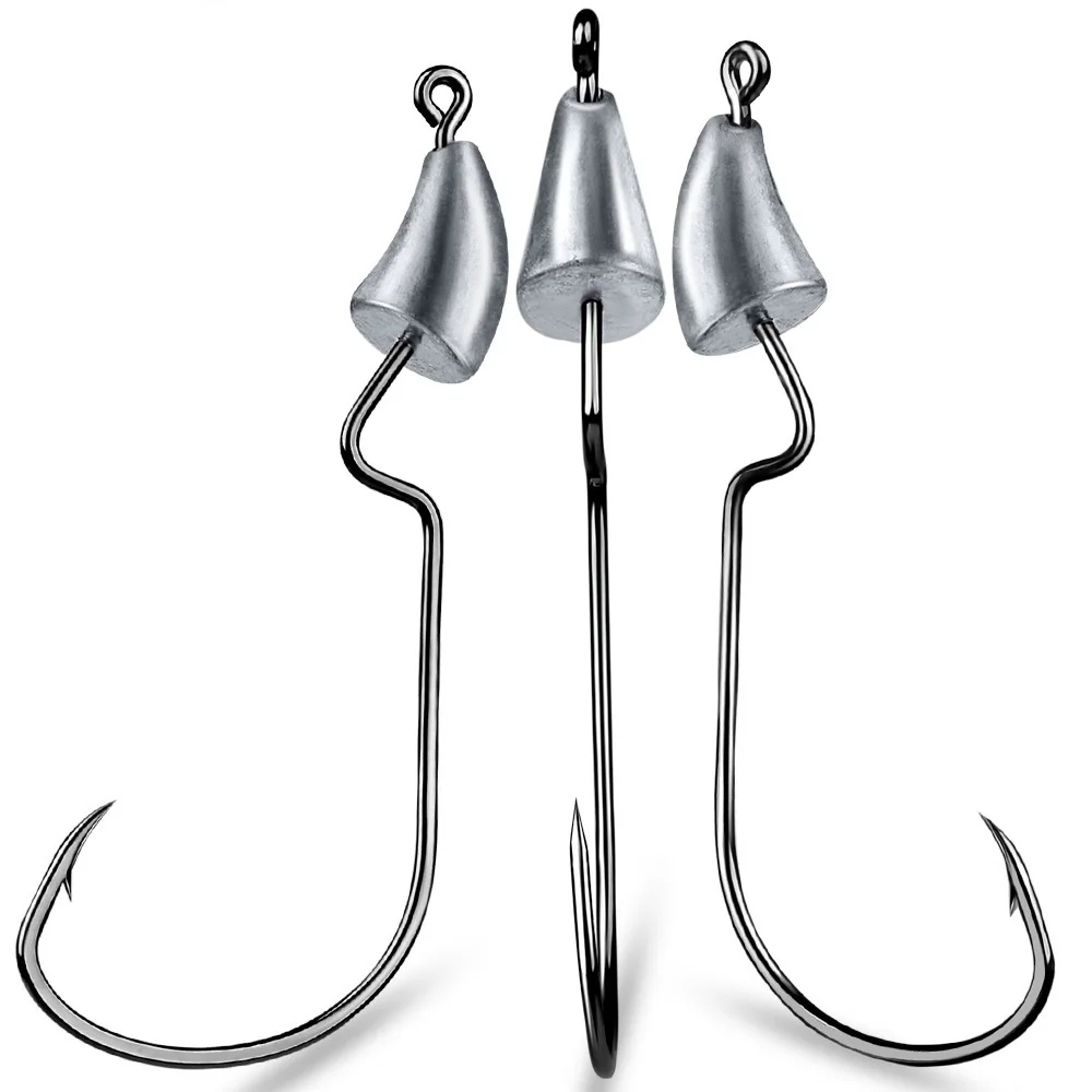 

BLUEBROOK Bullet Jig head 5pcs 1.75g 2.5g 3.5g Screw Head Fishing Hook for Soft Lures Carp Fishing