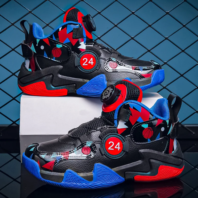 2022 Rotary Button Children's Shoes Children's Basketball Shoes Fashion Trend Sports Shoes Children's Running Casual Shoes