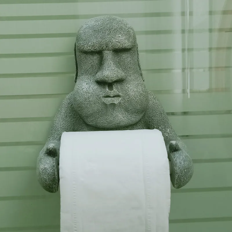 

Resurrection Island Moai tissue rack creative bathroom wall roll paper machine personality funny muscle man