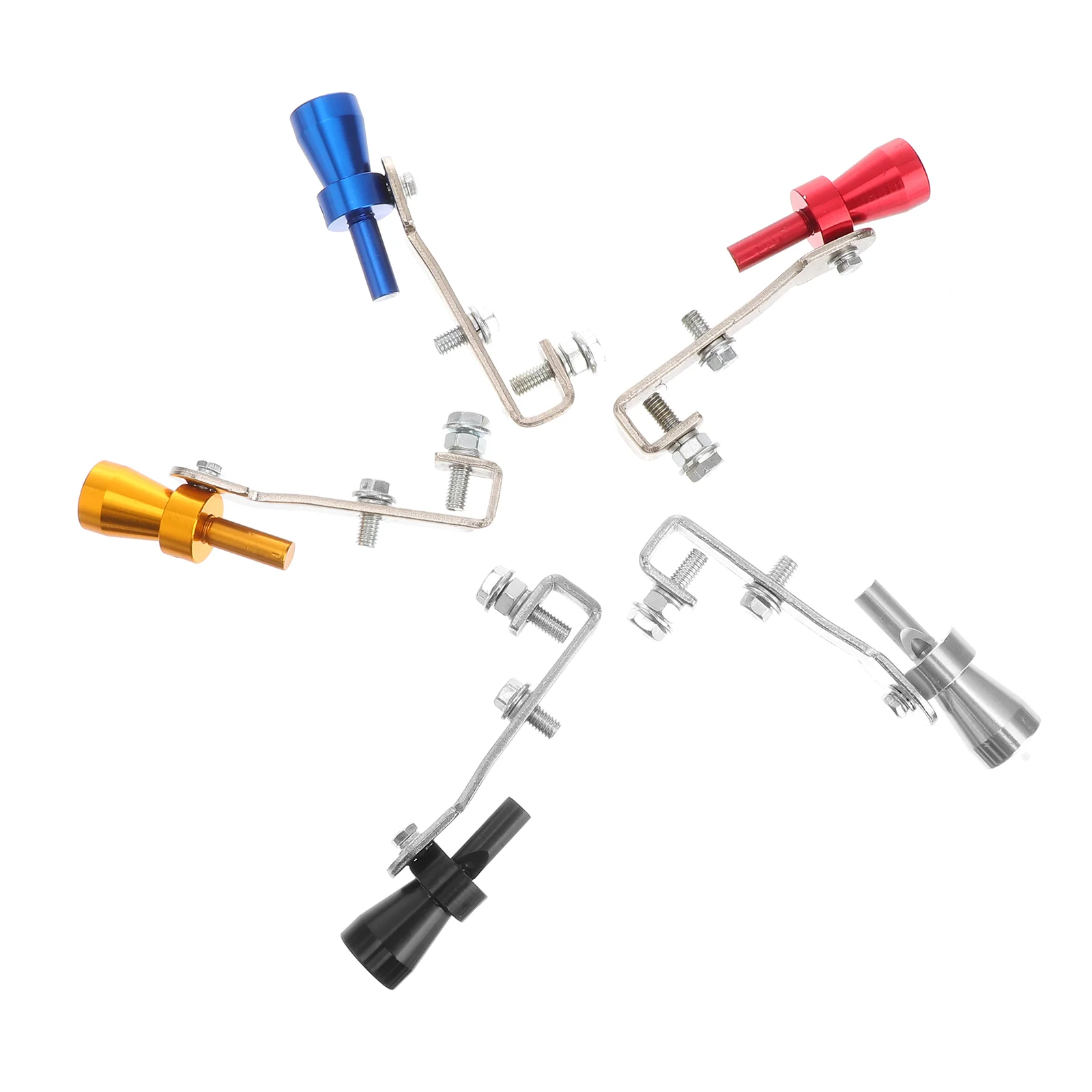 

5PCS Exhaust Pipe Sounder Car Tuning Turbine Whistle Sounder Tail - Size S(Silver Black Red Blue Golden)