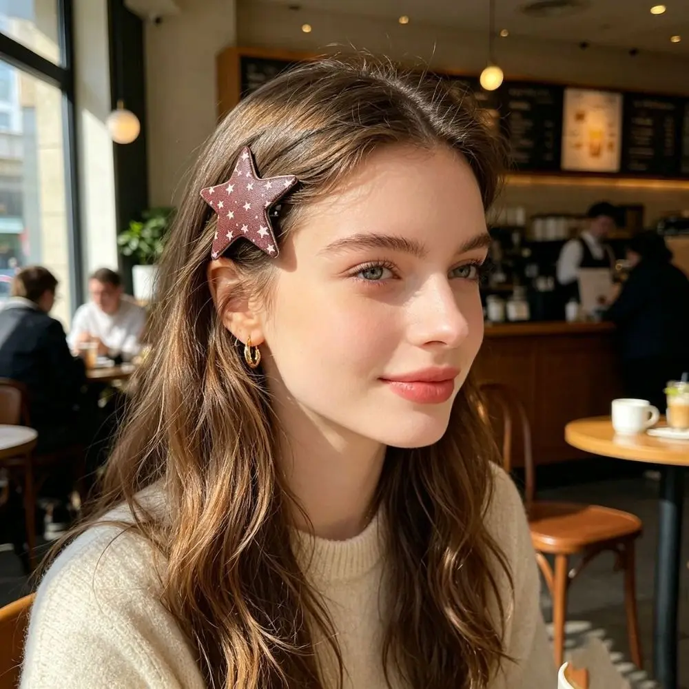 Фото Декоративная заколка для волос в виде звезды, легкая заколка-зажим в горошек, милая заколка-звезда в стиле пятиконечной звезды №3