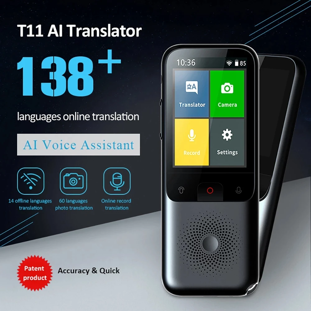 

T11 138 Multi Languages Portable Voice Translator, AI 14 Offline Languages Instant Poket Translator Device Two Way Translation