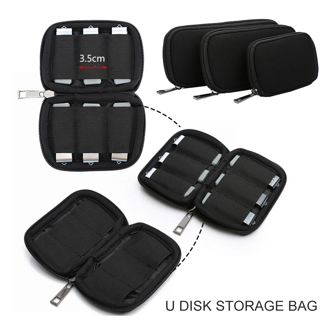 

1pc S/M/L Storage Bag For USB Flash Drives Organizer Case With Zipper Closure Travel Bag Dustproof Shockproof Portable Case