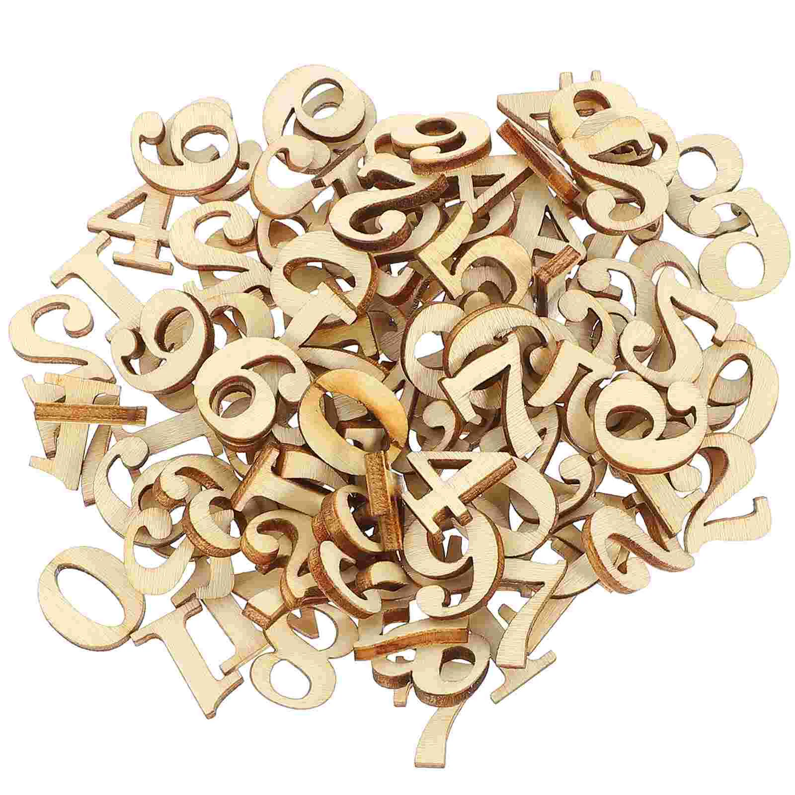 

100pcs Wooden Numbers 0 to Unfinished Wooden Crafts for Home Decor Scrapbooking Embellishments Party Favors Clock DIY Pompom