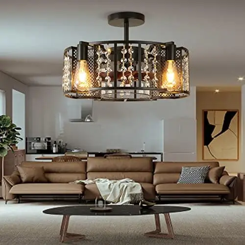 

Ceiling Fans With Lights and Remote Modern lighting Ceiling Fans Bladeless, Quiet Motor Stepless Dimmable 6 Wind Speeds Geometri